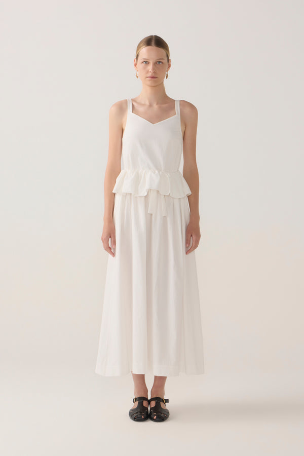 Valentina Dress | White Spotty Cotton