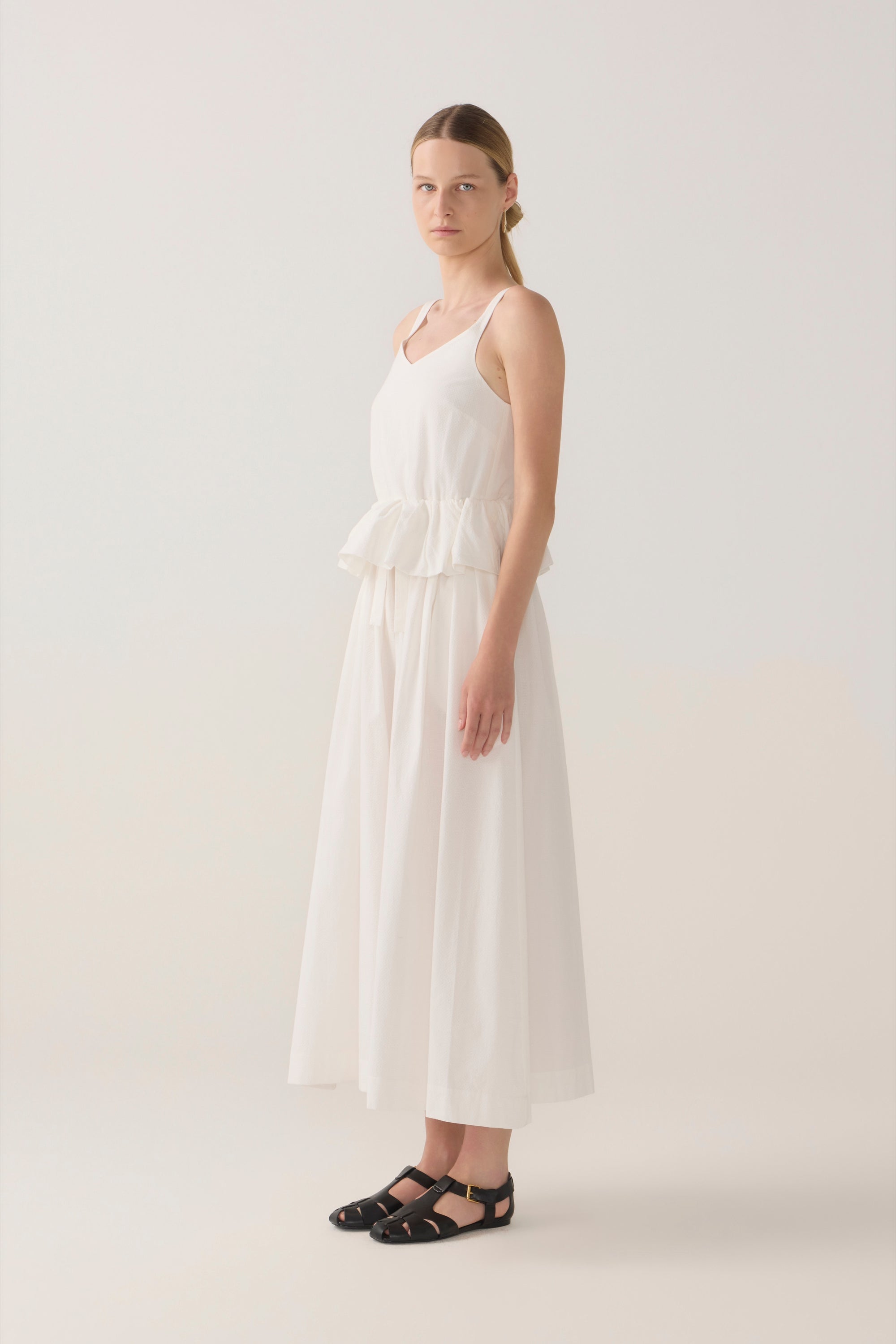 Valentina Dress | White Spotty Cotton