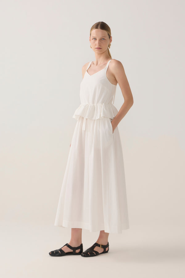 Valentina Dress | White Spotty Cotton