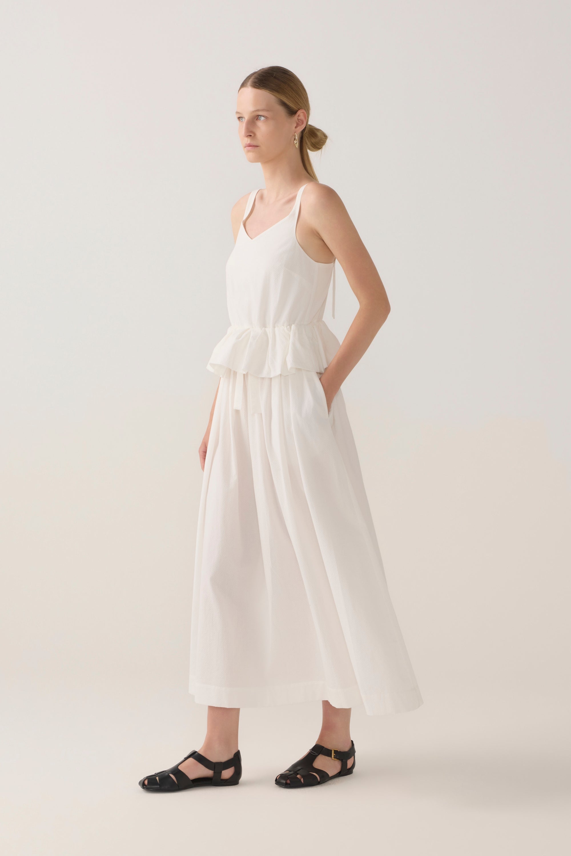 Valentina Dress | White Spotty Cotton