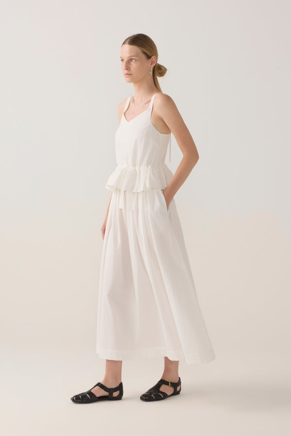 Valentina Dress | White Spotty Cotton