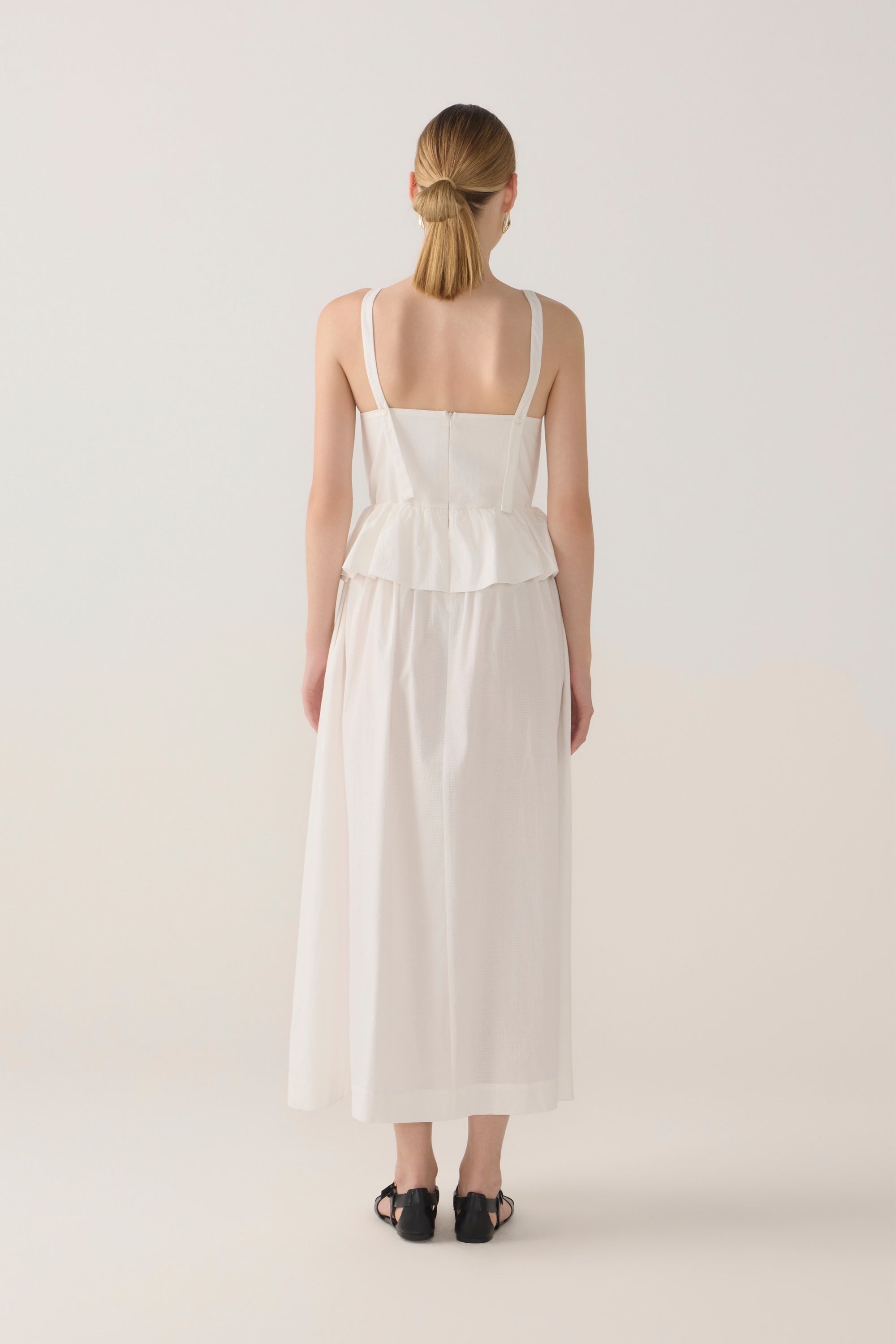 Valentina Dress | White Spotty Cotton