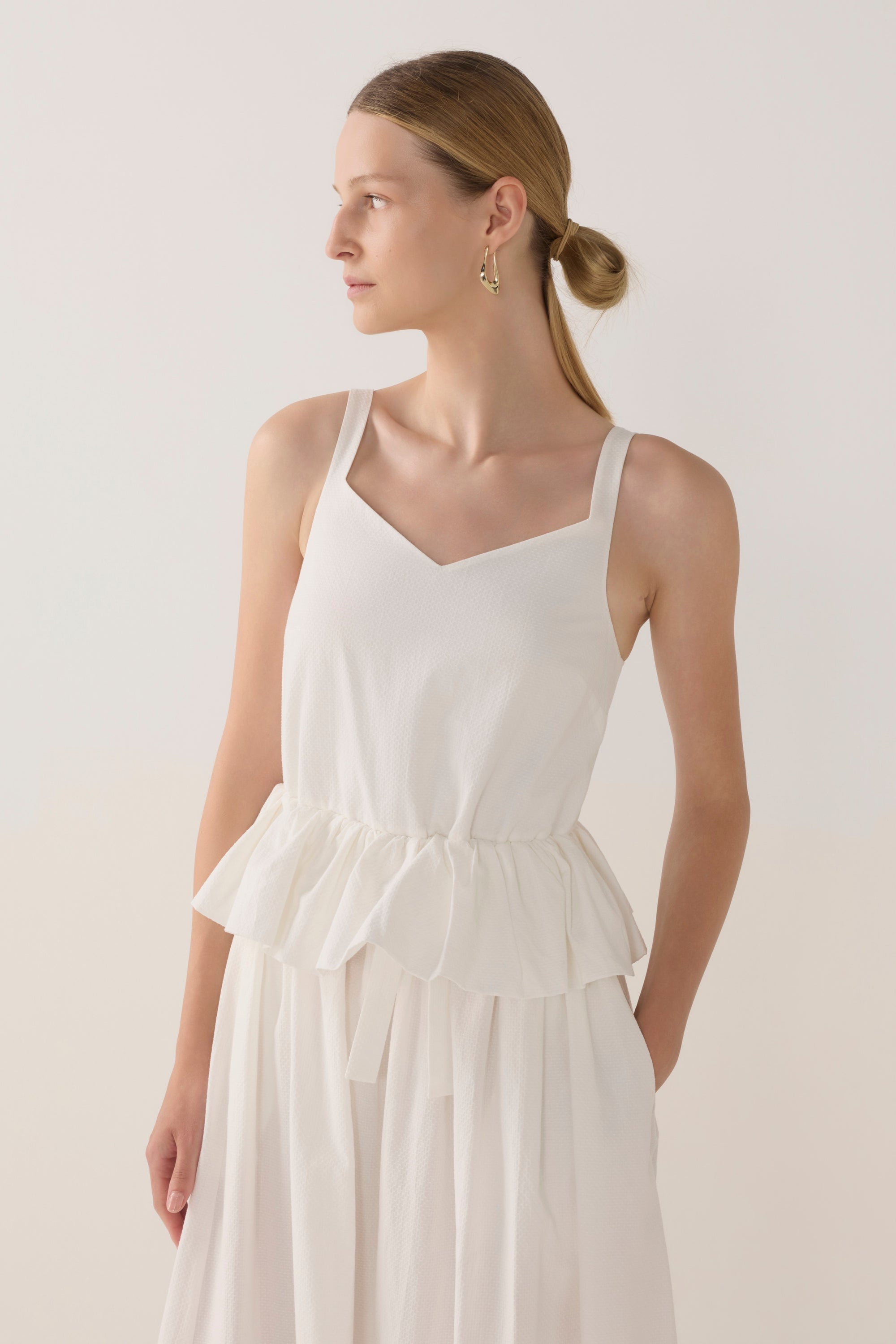 Valentina Dress | White Spotty Cotton