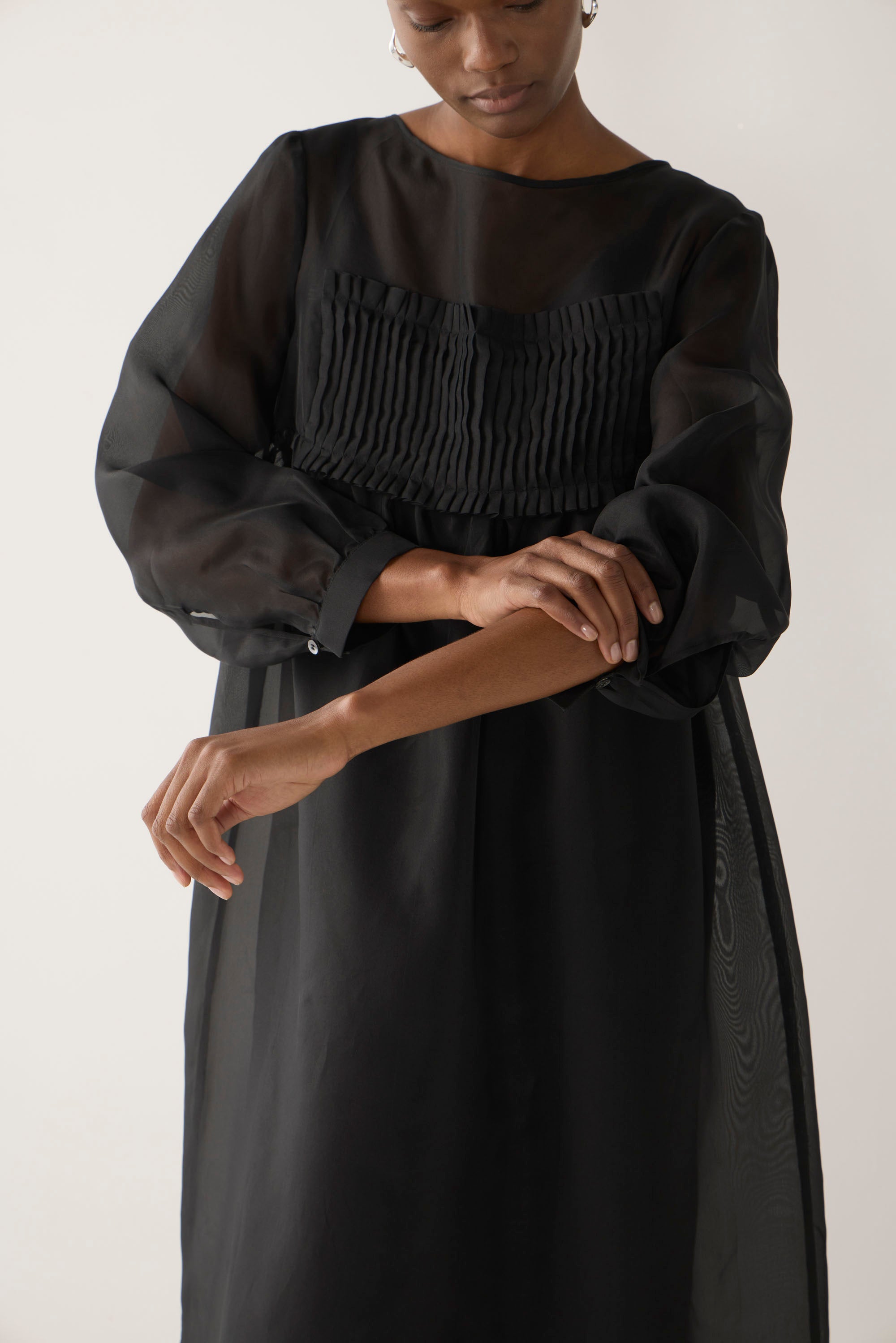 black silk organza dress KAAREM - Grain Organza Silk Organza Dress