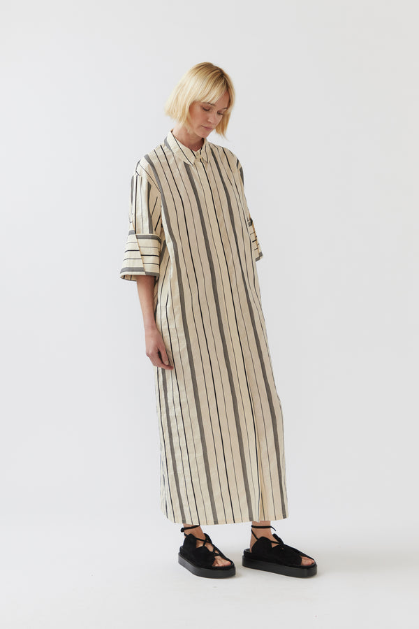 Yui Dress | Black Stripe Jacquard