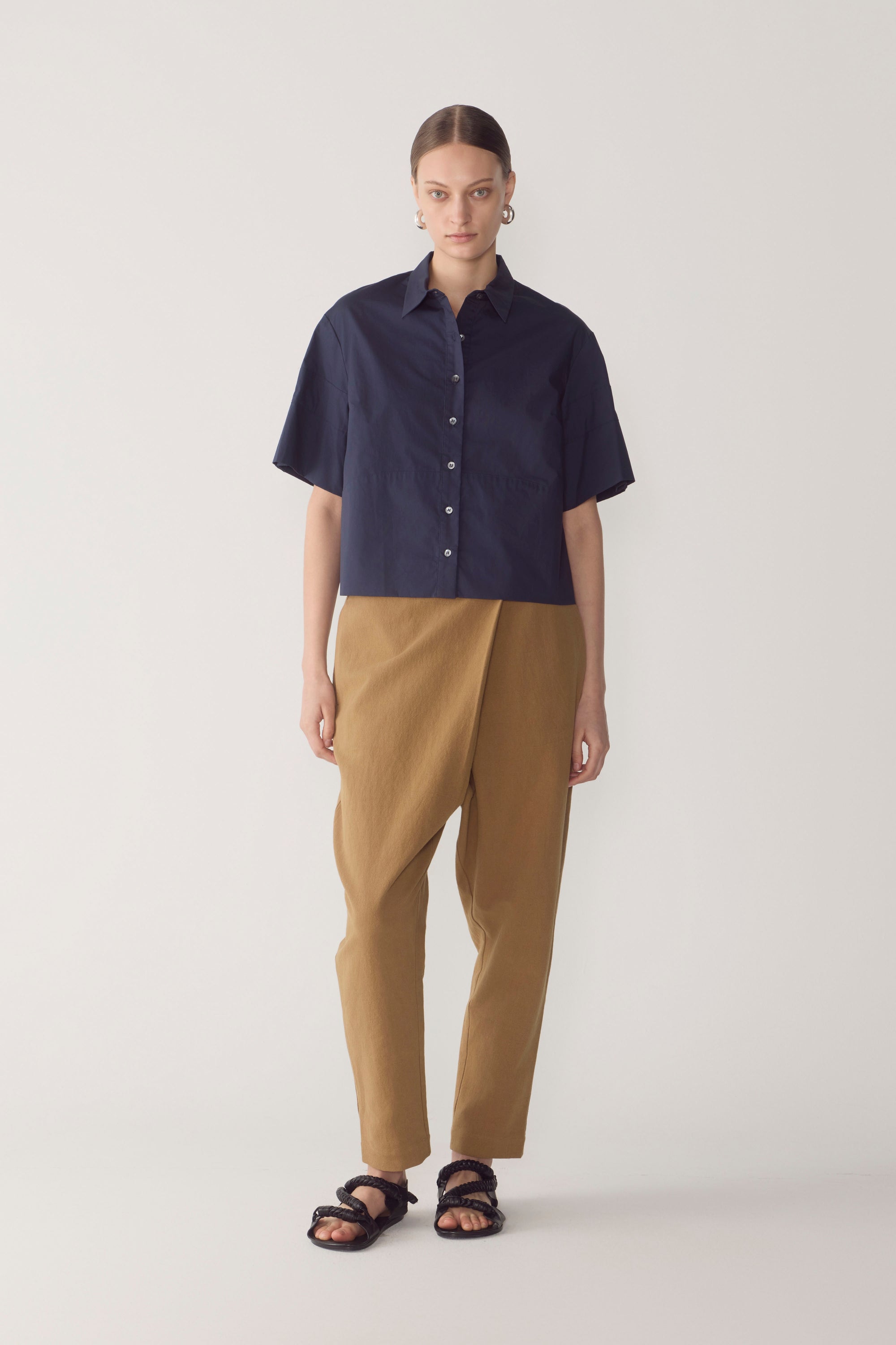 Zalia Shirt | Navy Poplin