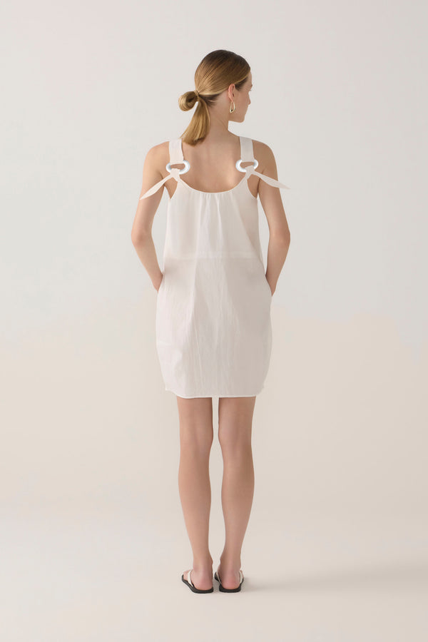 Zoey Dress | White Spotty Cotton