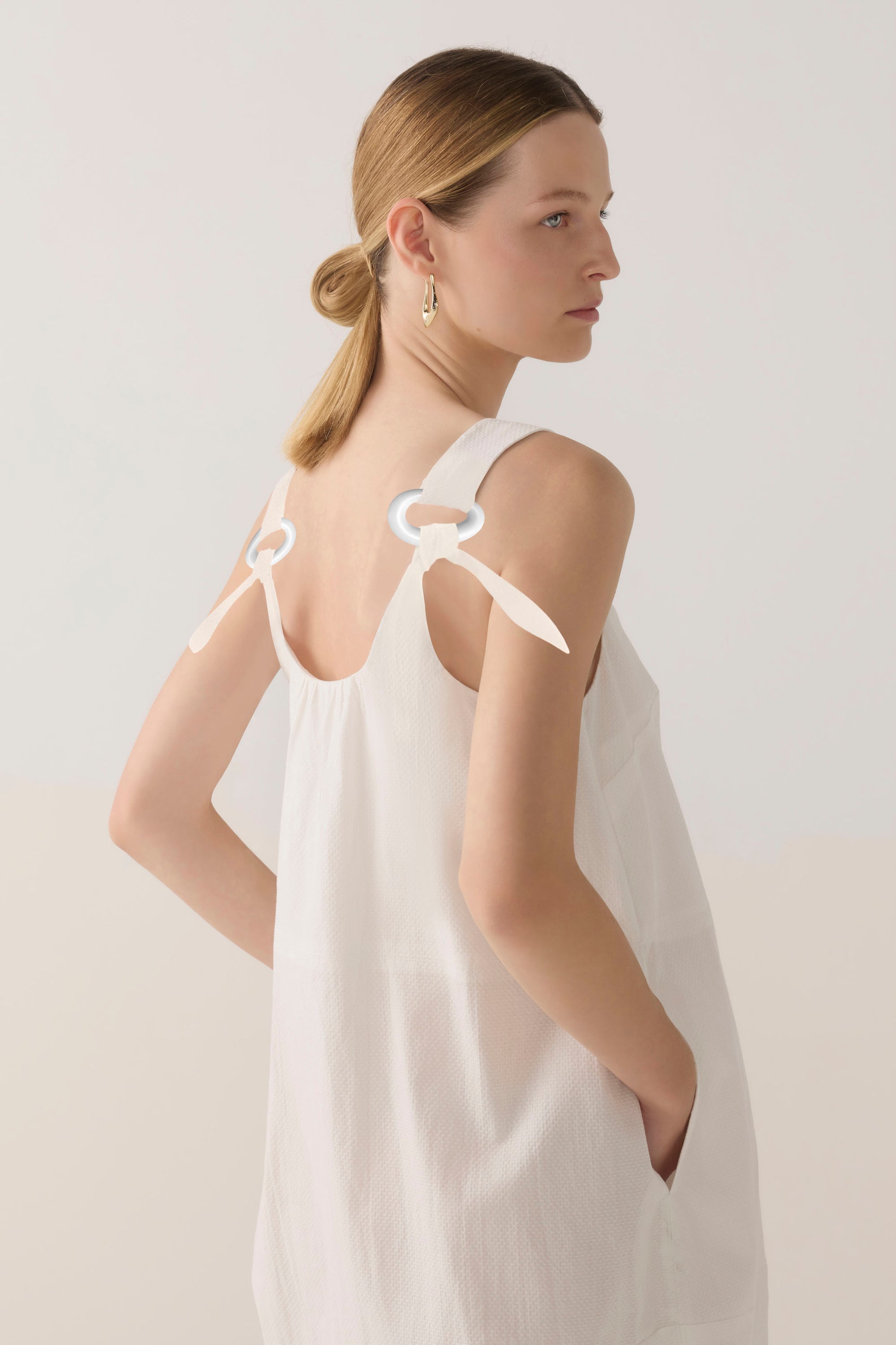 Zoey Dress | White Spotty Cotton