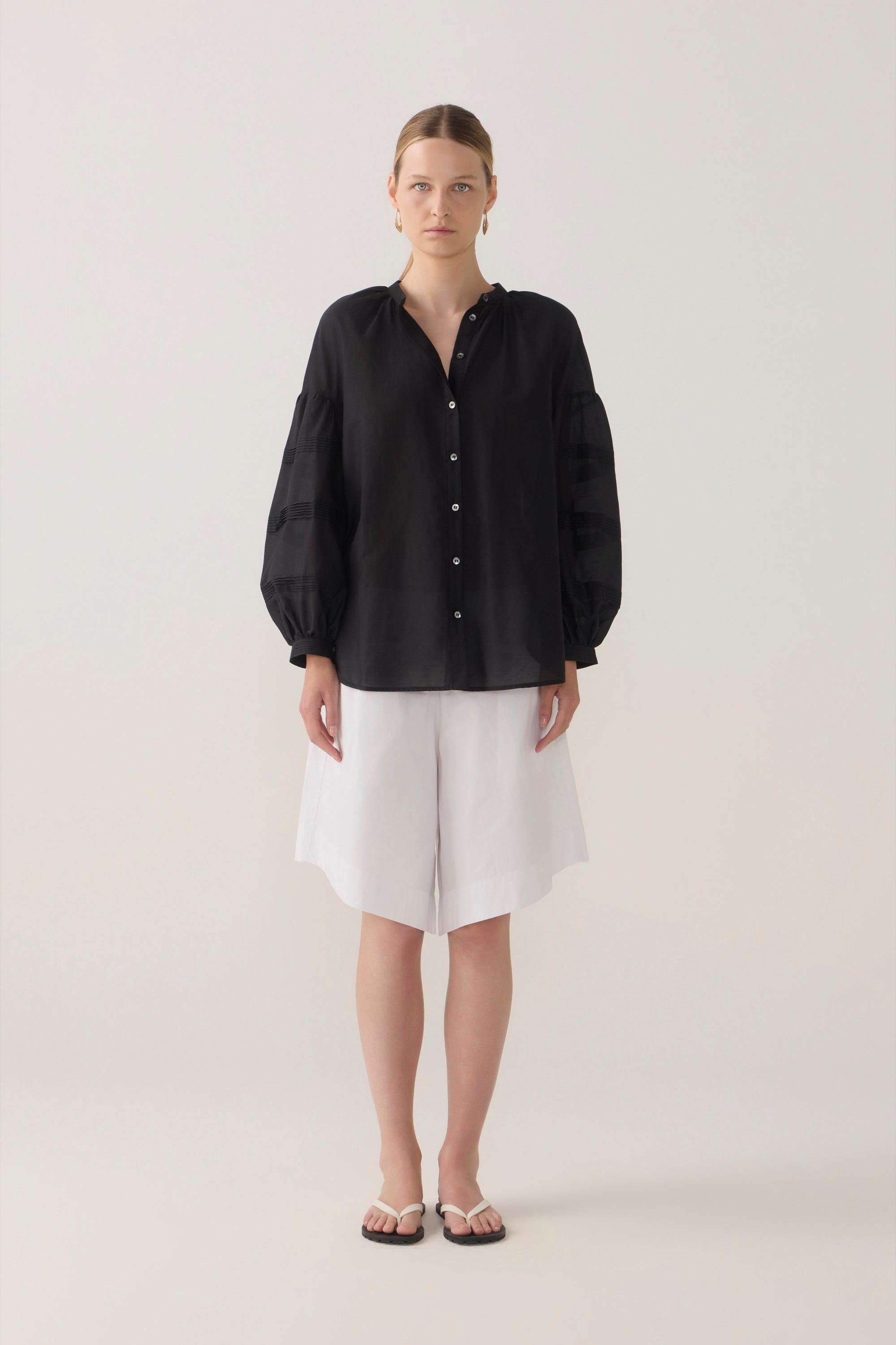 Zelda Shirt | Black Cotton Silk