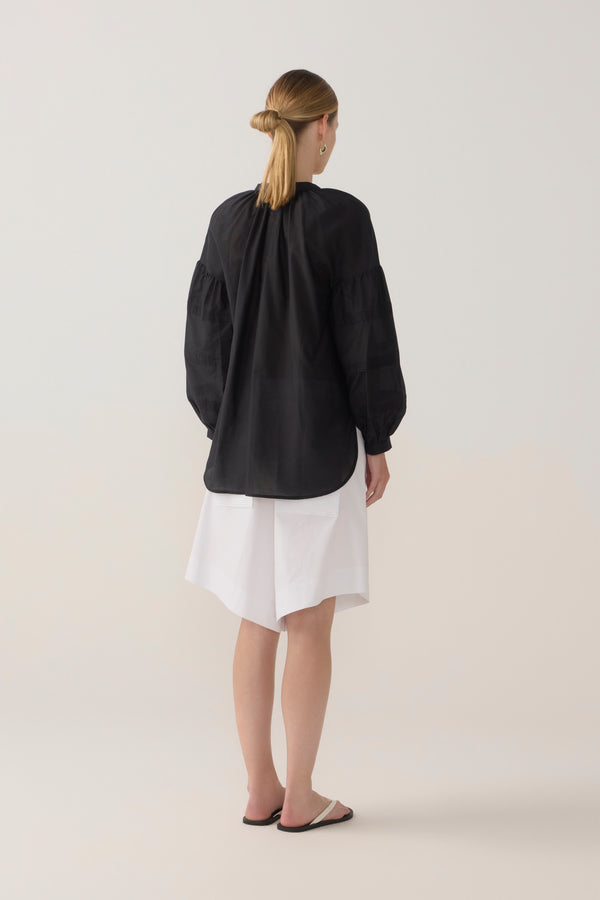 Zelda Shirt | Black Cotton Silk