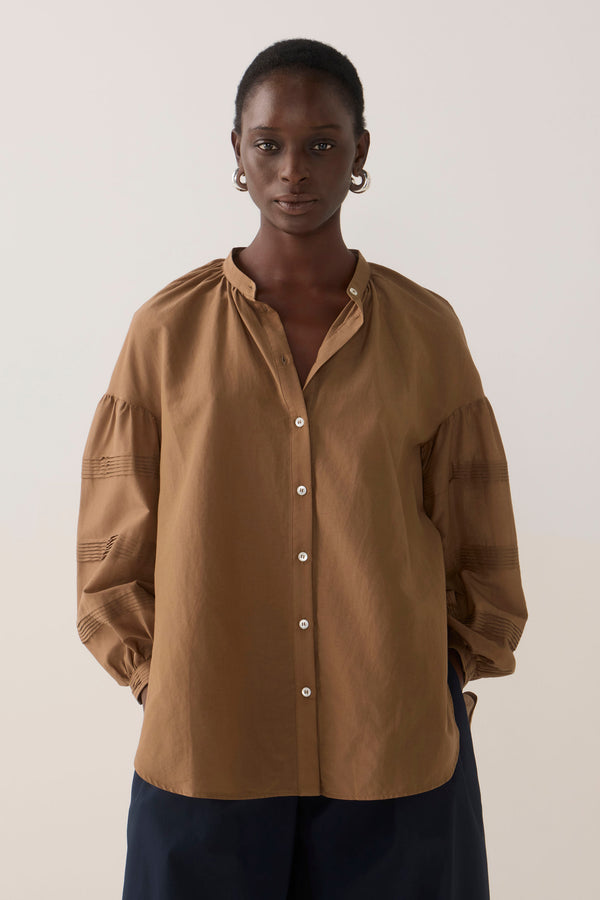 Zelda Shirt | Chestnut Cotton Silk