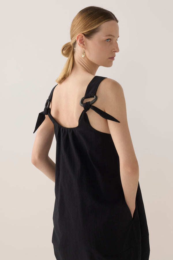 Zoey Dress | Black Spotty Cotton