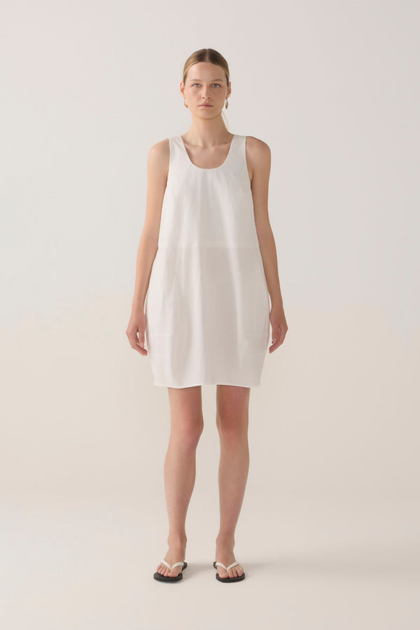 Zoey Dress | White Spotty Cotton