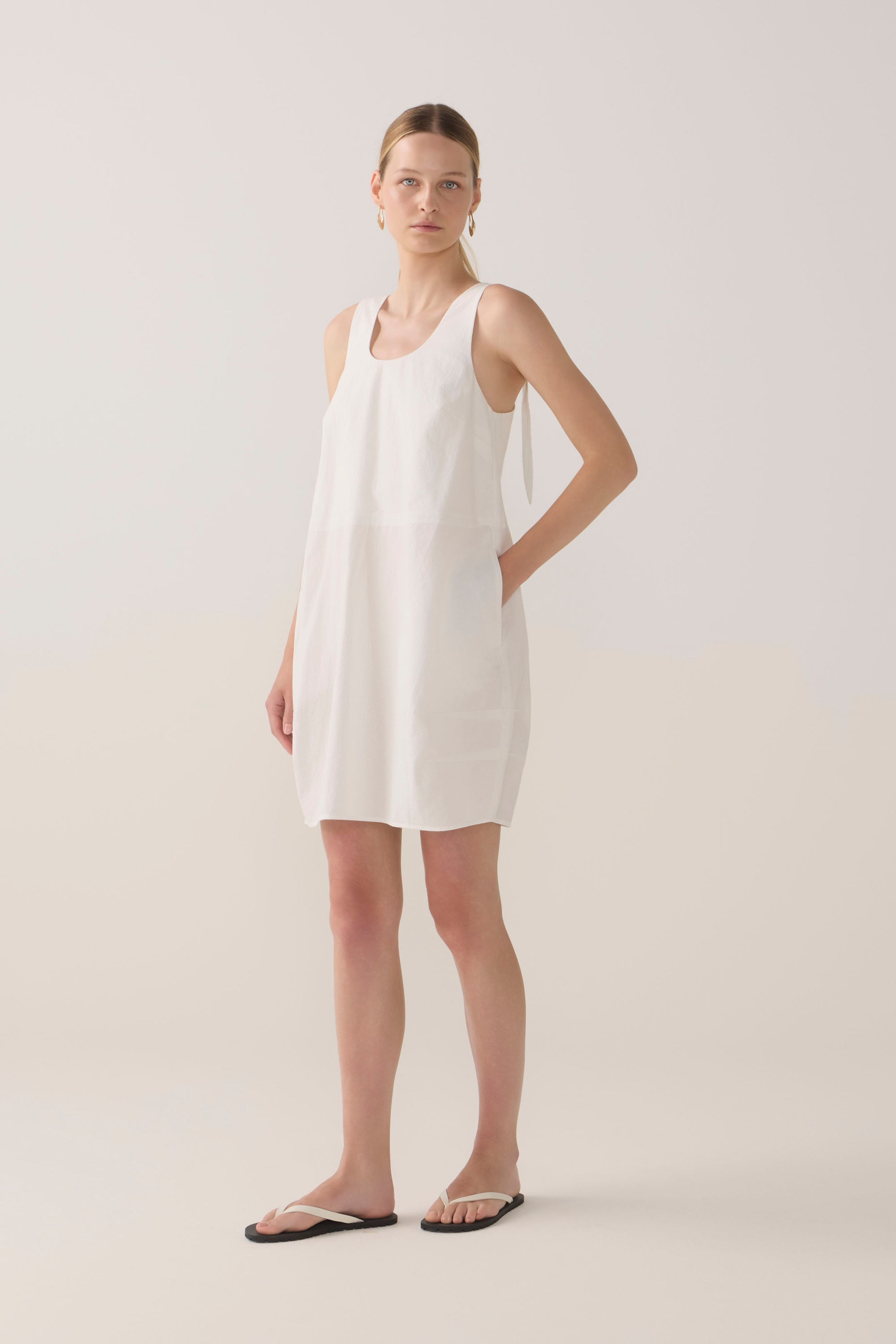 Zoey Dress | White Spotty Cotton