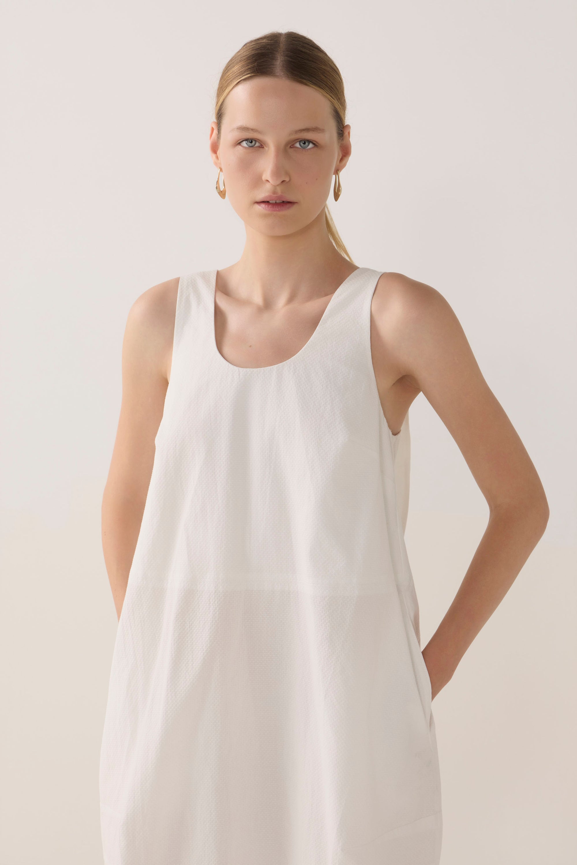 Zoey Dress | White Spotty Cotton