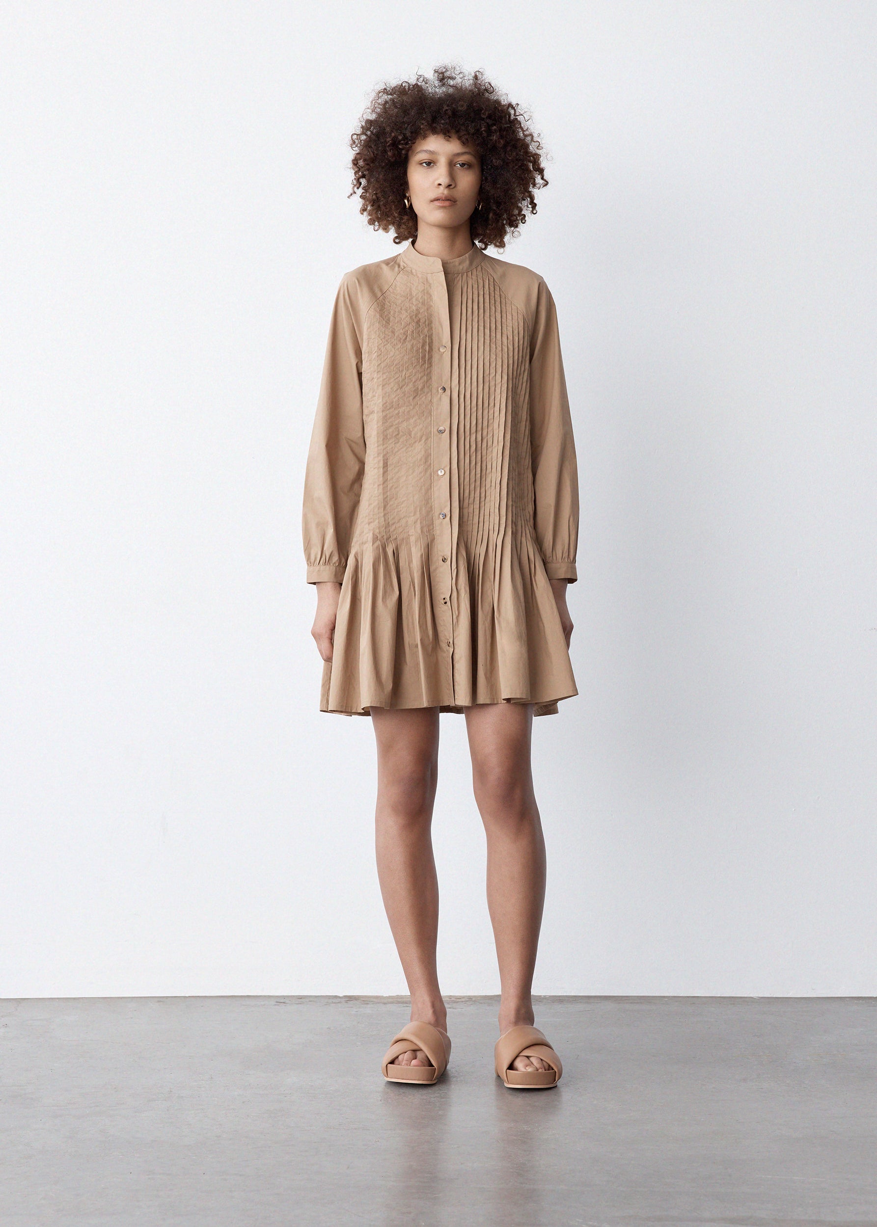 Gemma Dress | Camel Poplin