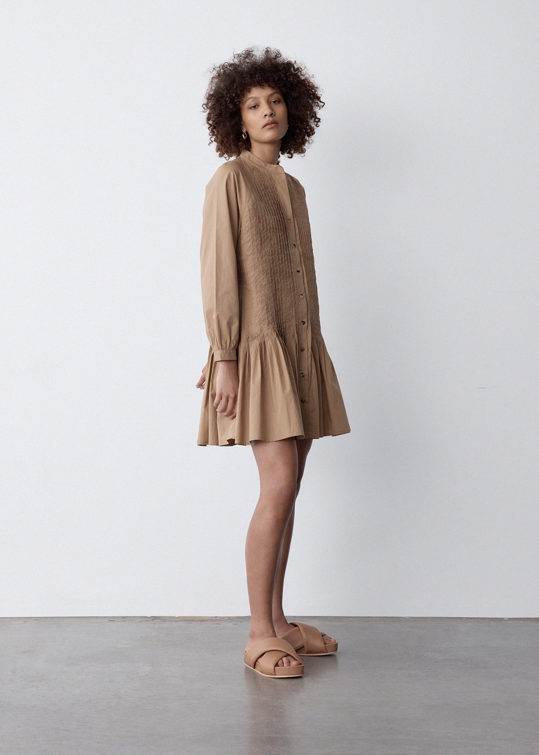 Gemma Dress | Camel Poplin