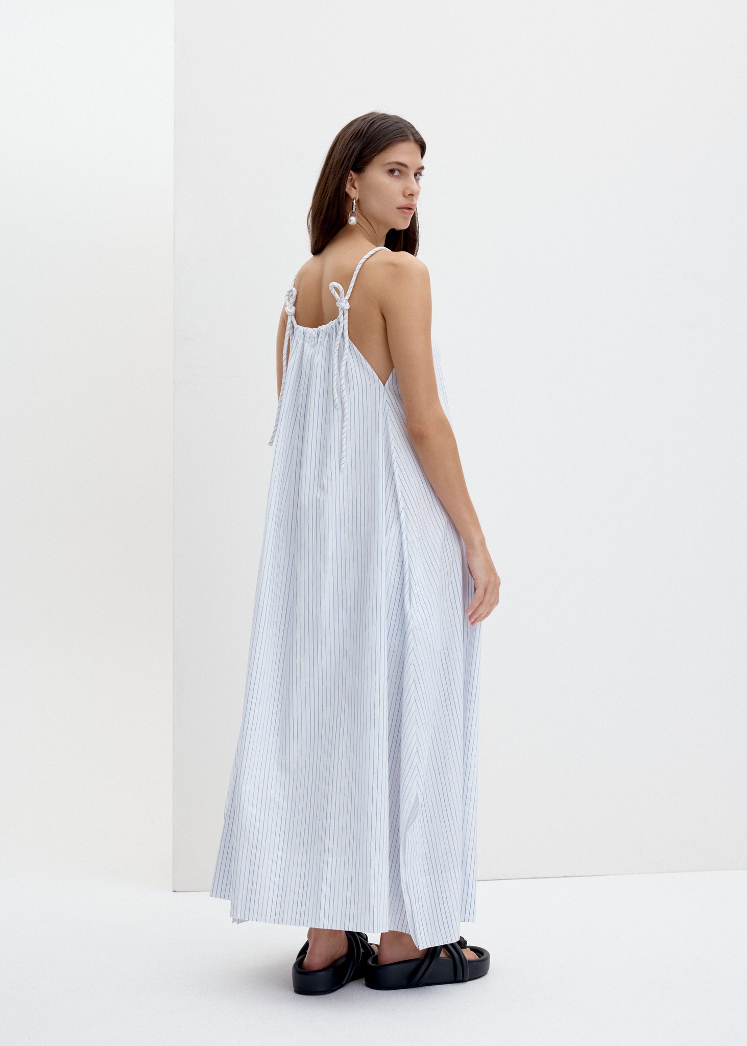 Scarlett Dress | Painted Pinstripe Blue