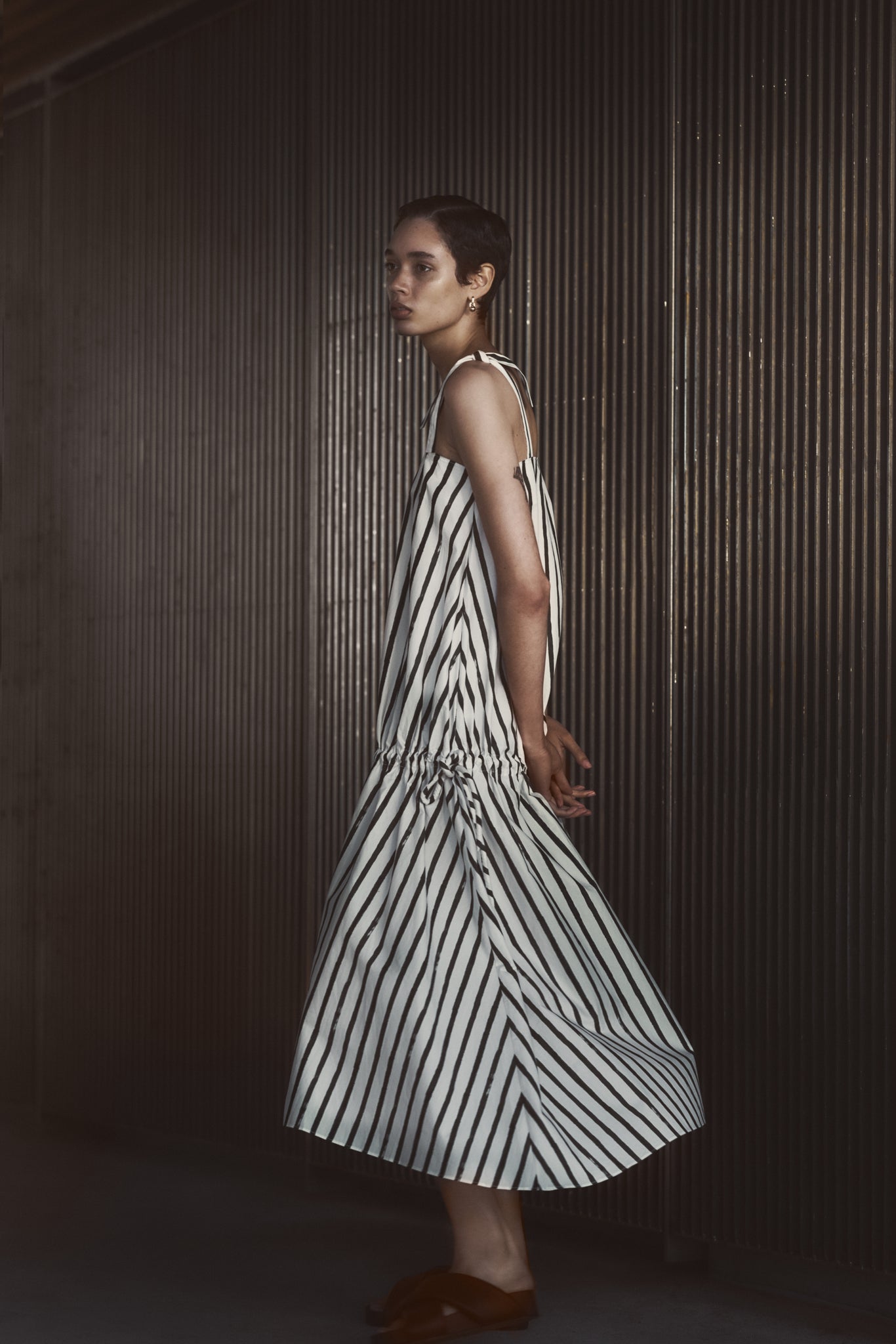 Clara Dress | Olive Painted Stripe