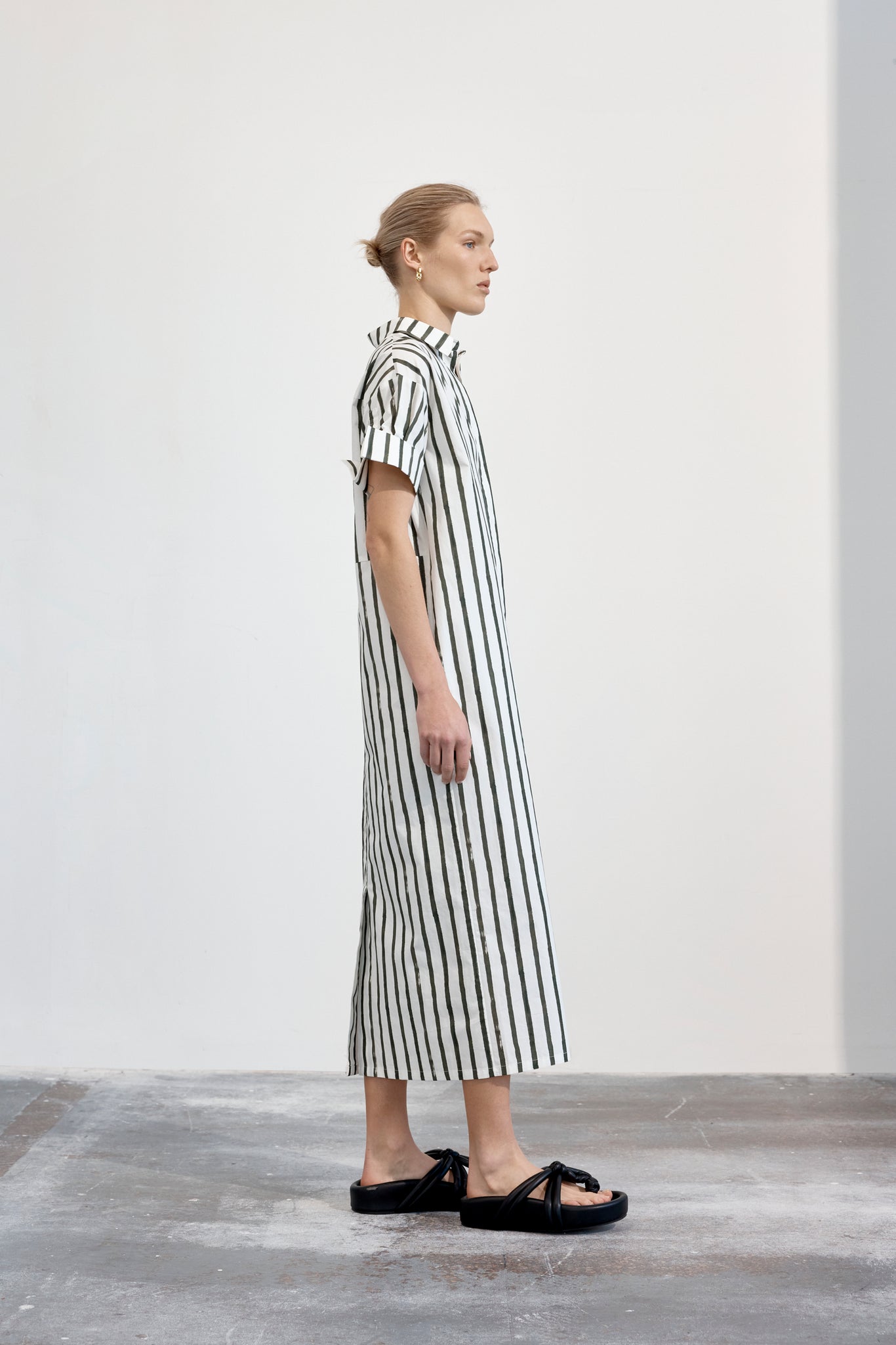 Melody Dress | Olive Painted Stripe