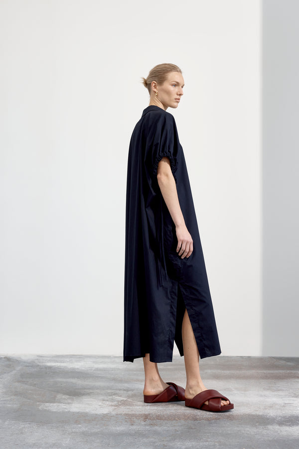Sara Dress | Navy Poplin